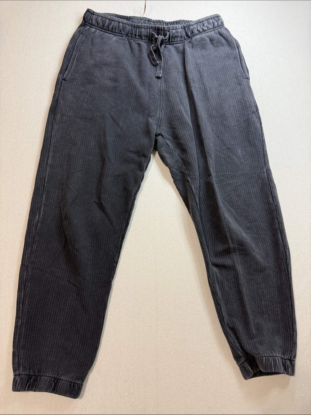Mono B Charcoal Ribbed Joggers with Drawstring Waist